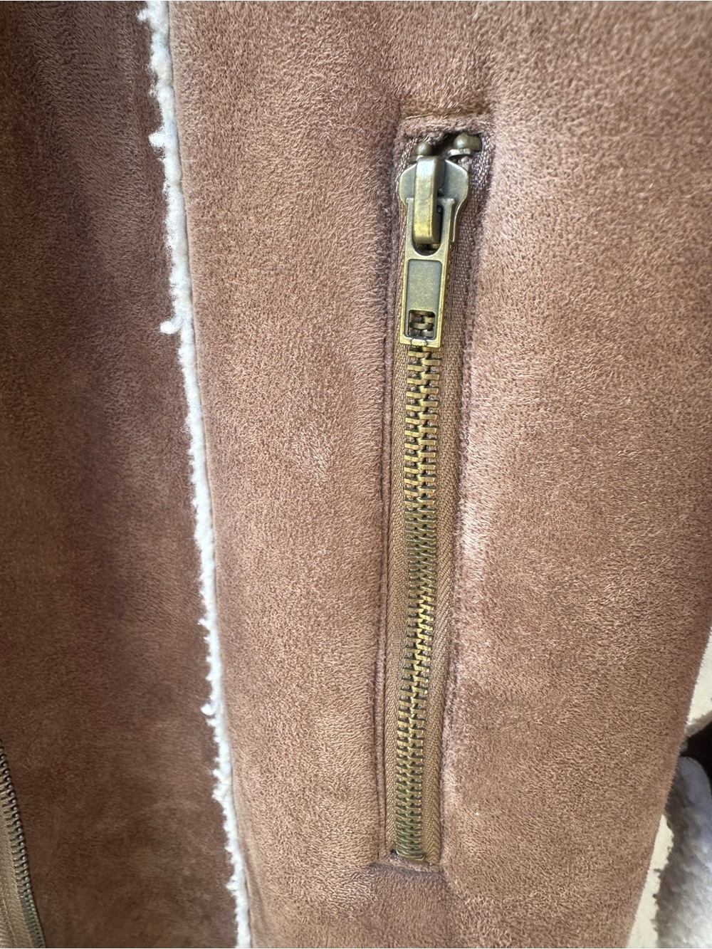 Outer Edge Y2K Faux Suede & Sherpa Lined Hooded Knee Length Coat Size Large - Picture 8 of 11